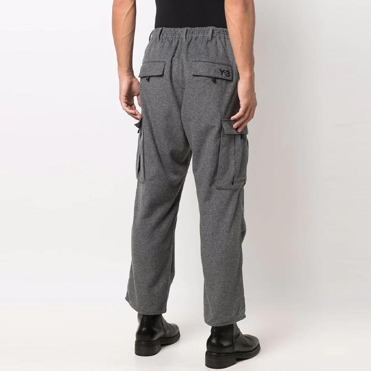 Y-3 FW21 Drawstring Straight Leg Cargo Pants Men Pants Gray HB3392