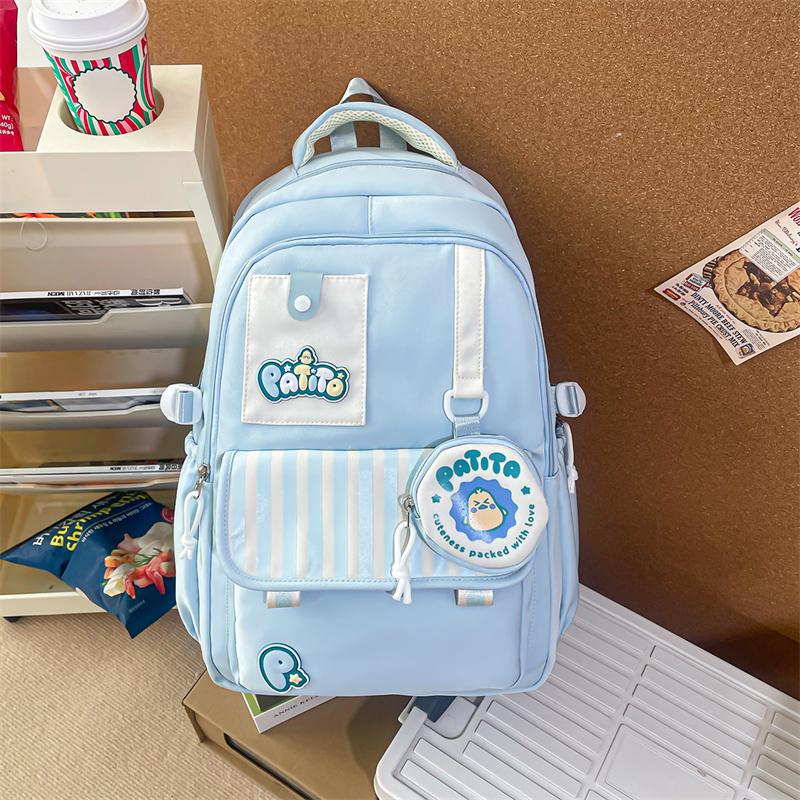 Color Block Student Schoolbag Women College Style Backpack