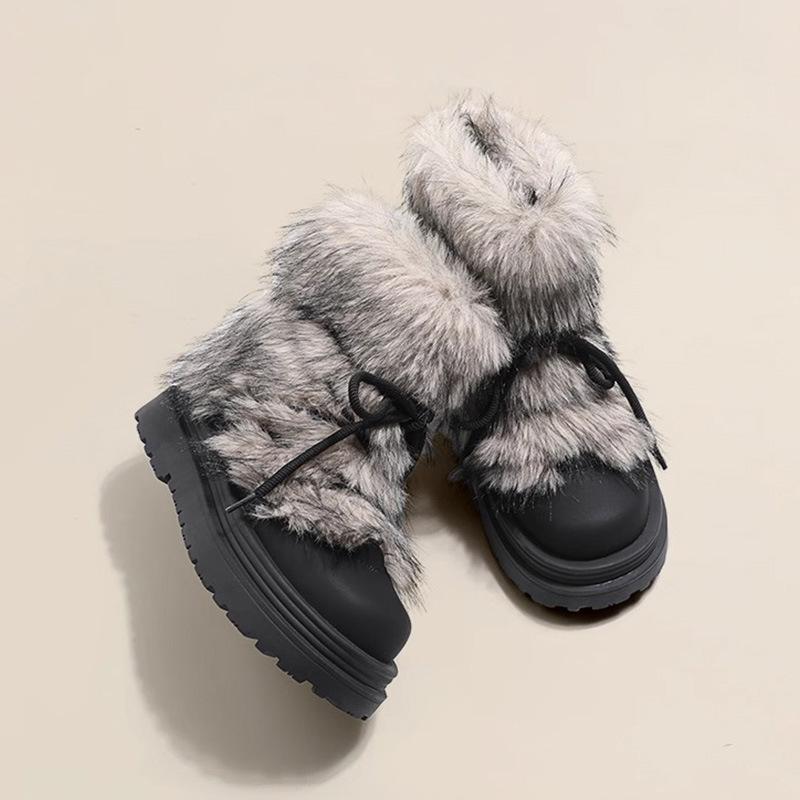 Winter Heater~ Mao Mao Non-slip Snow Boots Women's 2025 Autumn and Winter Thickened Plush Platform Cotton Shoes Big Head Short Boots