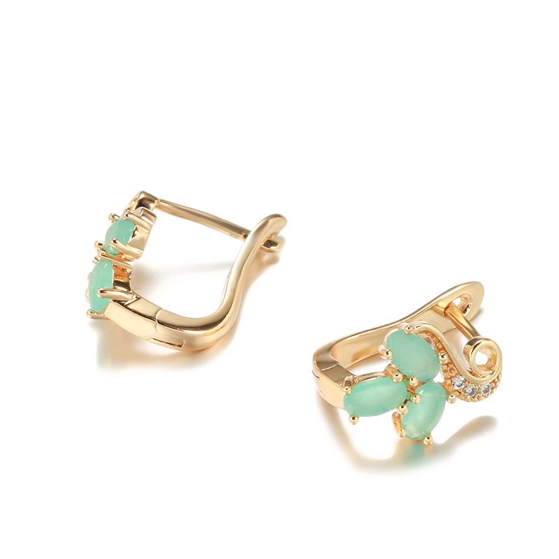 Kinel Green Stone Kolczyki angielskie w kolorze różowego złota dla kobiet