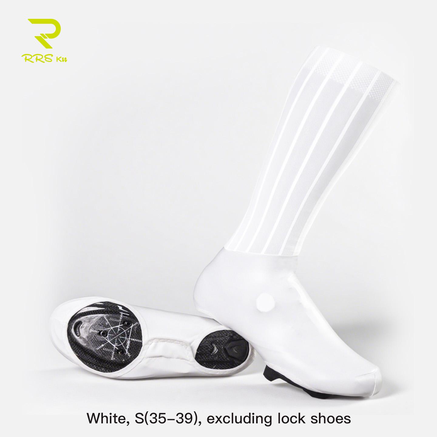 RRSKIT Woven Pneumatic Shoe Covers Bicycle Aerodynamic Shoe Cover Windproof Waterproof MTB Road Cycling Shoe Protective Cover S White 35-39