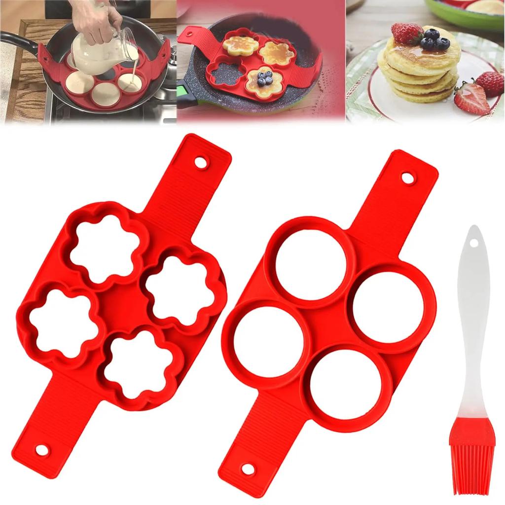 Silicone Egg Pancake Ring Multi-function Non-stick Pancake Mold Egg Pot Frying Molding for Kitchen Baking Accessories