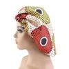 Bonnet Cap Floral Print African Style Satin Polyester Comfortable Hair Care Hat for Daily Wear
