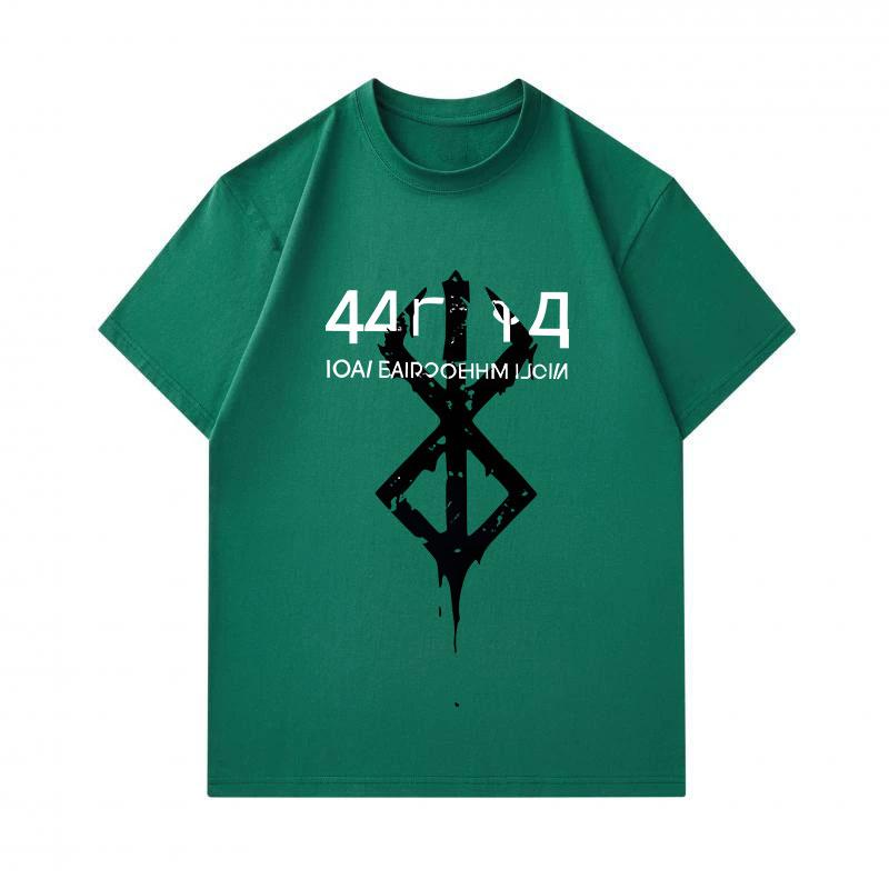Men 100% Cotton Crew Neck Short Sleeve T-shirt, Vintage Distressed Viking Rune Geometric Print Casual Loose Fit Tee, Breathable Lightweight Daily Wear
