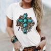 Women's Summer 3D Printed Round Neck Casual Top Short Sleeved T-shirt