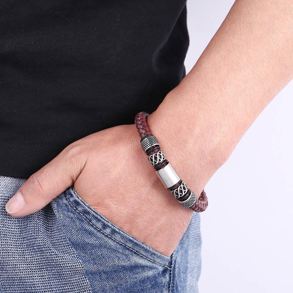 European Retro Woven Leather Bracelet - New Punk Style, 4 Colors Available