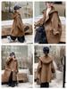 Korean Style Girls' Double-Sided Cashmere Coat - Medium & Large Children's Mid-Length Outerwear for Autumn & Winter