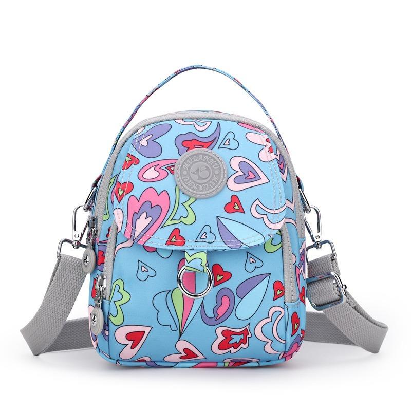 Winter new printed nylon cloth women's bag lightweight shoulder bag casual portable messenger change mobile phone bag