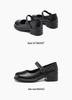 Red Dragonfly Women's Autumn Cowhide Mary Jane Shoes with Thick Heel and Height Increase Feature
