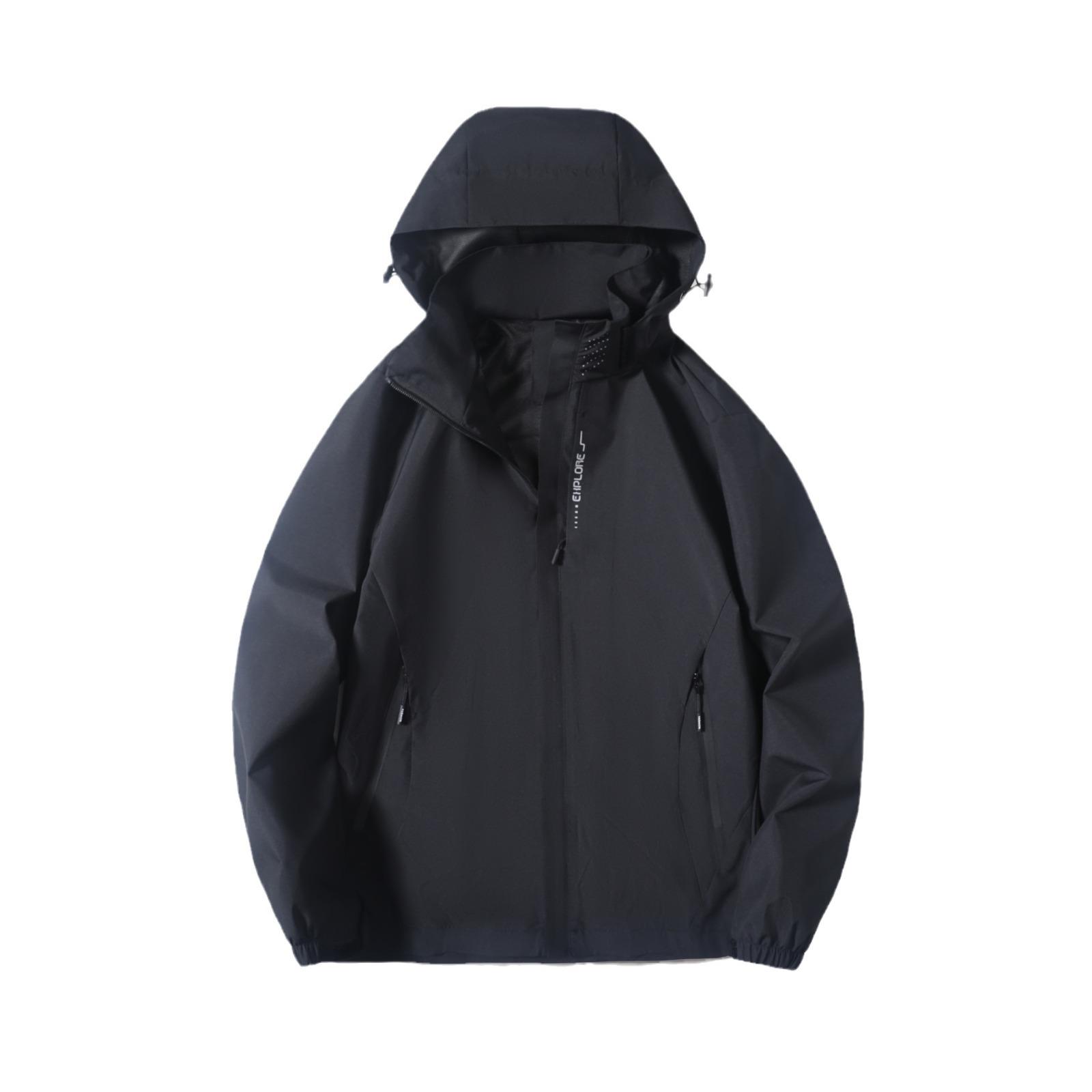 

Unisex Windproof & Waterproof Hooded Windbreaker for Spring & Autumn Travel 4XL чорний
