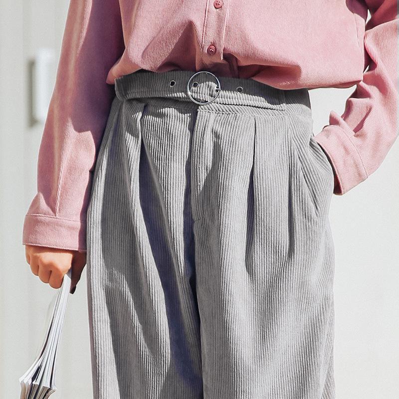 Cotton Blend Womens Pants With Slim Fit And High Waist For Casual Wear