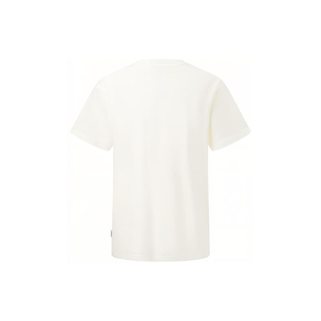 Li Ning Letter Print Loose Round Neck Short Sleeve T-Shirt Unisex Tops Off-White AHST153-4