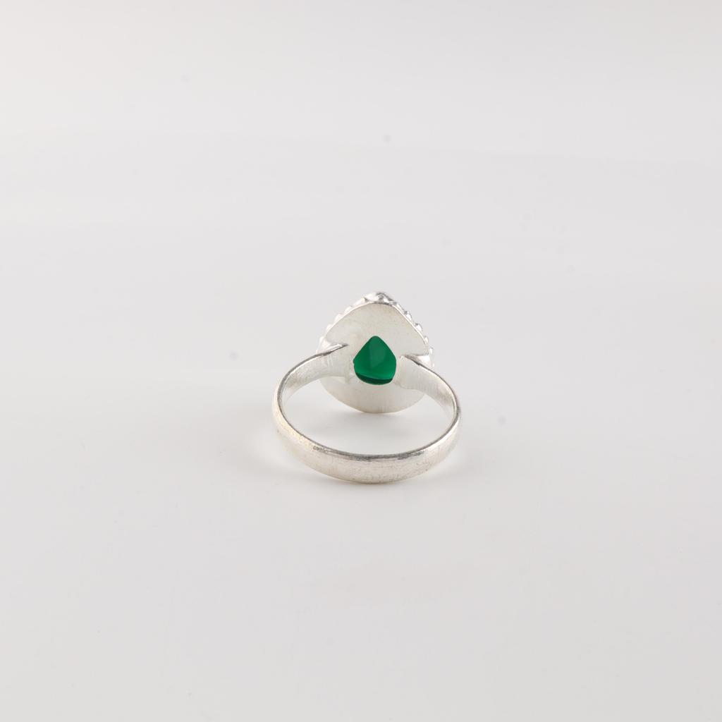 Green Onyx Gemstone 925 Sterling Silver Jewelry Handmade Pear Design Ring For Wife RR-77-17