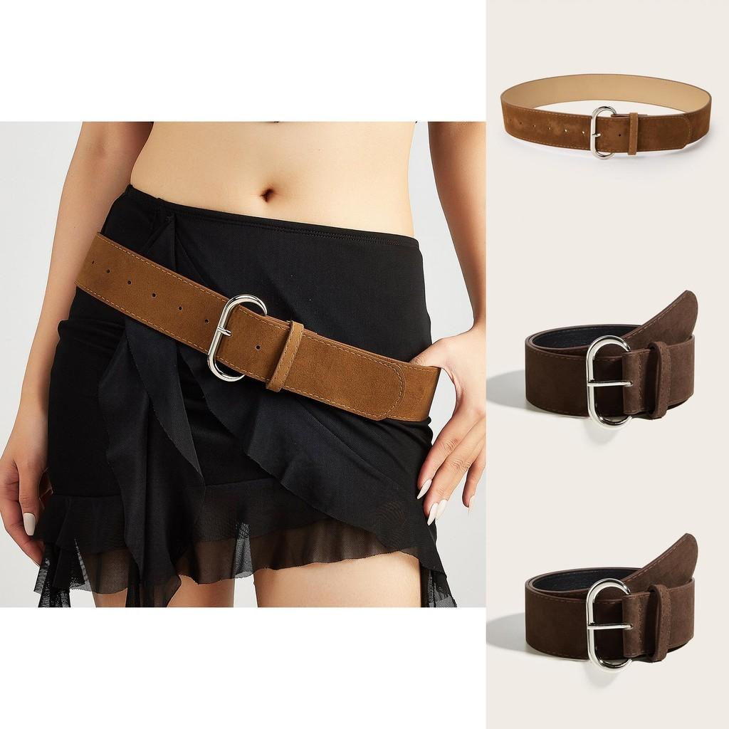 Street Style Solid Color Suede Women Casual Wide Belt For Trendy Womens Accessories