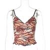 Shemoda Fashion Style Sexy All-Match Lace Patchwork Tiger Stripe Pattern V-neck Lace Spaghetti-Strap Camisole Top Women's Clothing