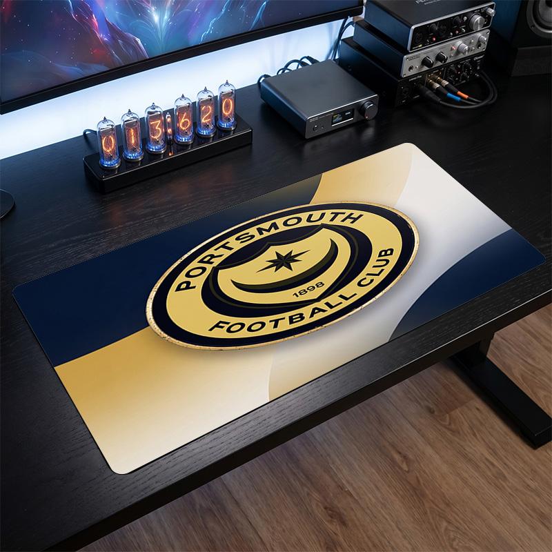 Portsmouth FC Theme Pattern Mouse Pad, Soccer Logo Design XXL Gaming Desk Mat Non-Slip Computer Mouse Pad