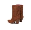 Suede Ankle Boots Tommy Hilfiger On a Medium Cowboy Heel FW0FW08435 Brown