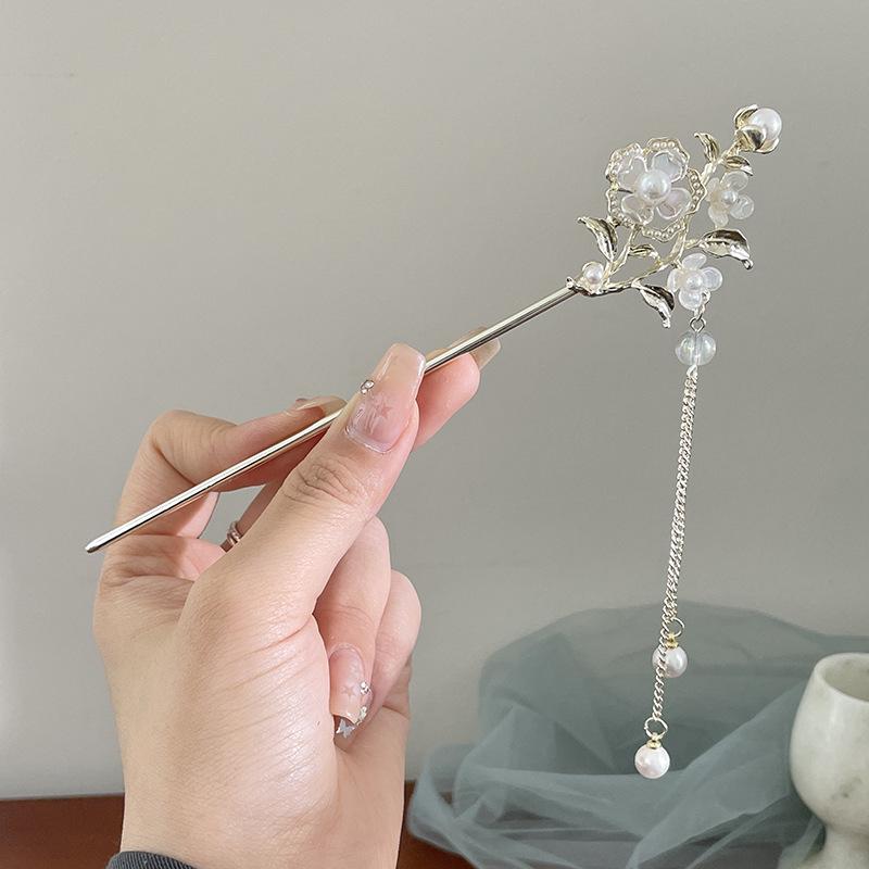 Chinesische High-End Quasten Haarnadel: Hanfu-Haaraccessoire im antiken Stil aus Holz