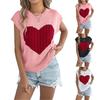 Women's Fashion Contrast Color Heart Casual Loose Knitted Top