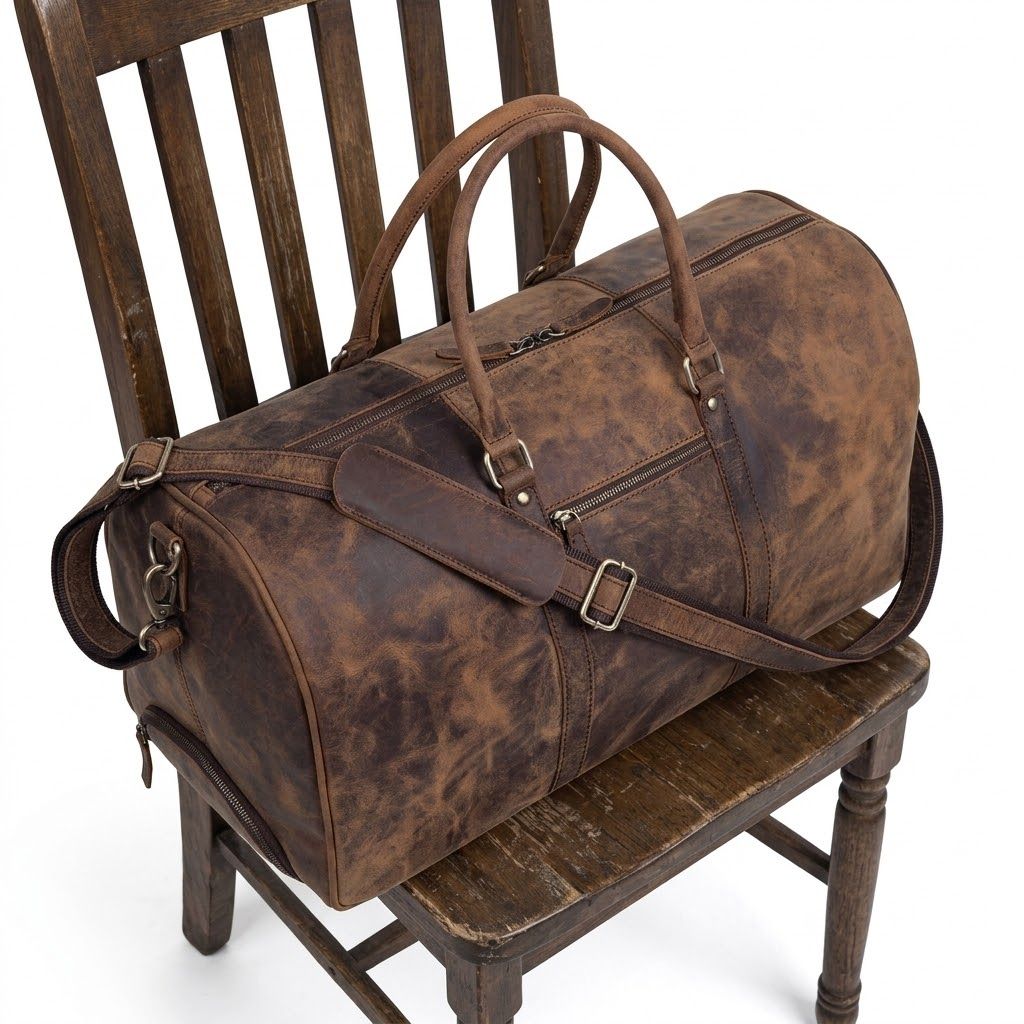 Handmade Leather Trolley Duffel Bag Mens Travel Duffel On Wheels Carry On Cabin Luggage Overnight Duffel Christmas Gift for Men and Women