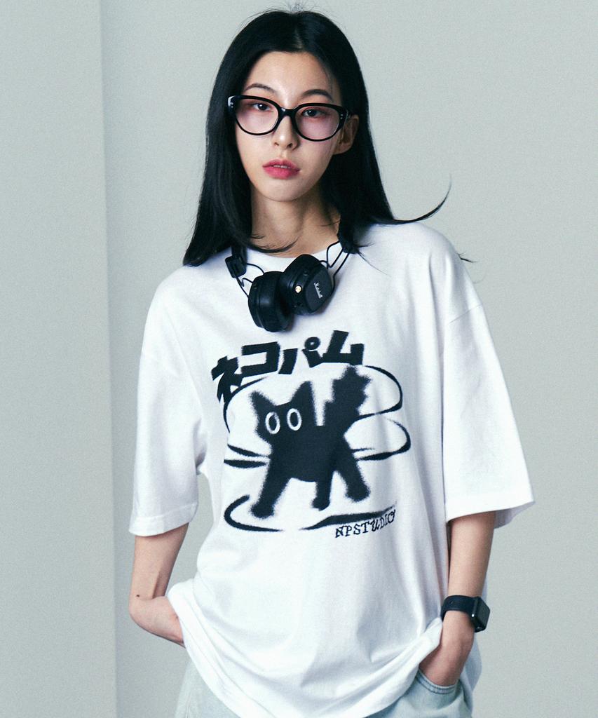 NP STUDIO Neko Palm Logo Oversized T-Shirt White