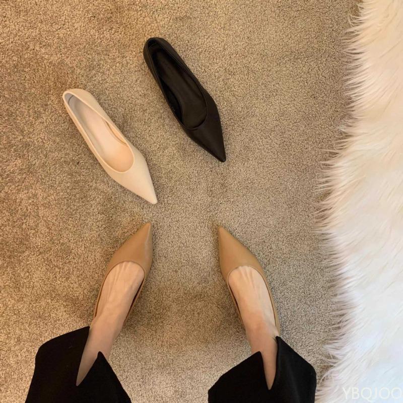 Sharp pointed flat shoes for women shallow mouth style elegant  fashionable soft sole casual versatile comfortable single shoe