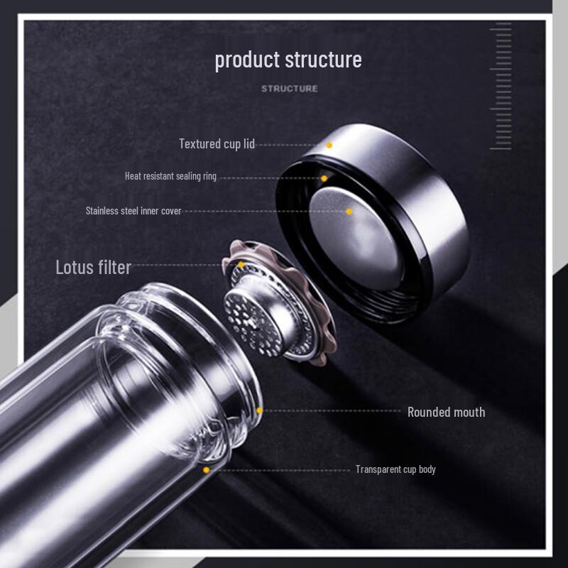 Heenoor Double-Layer Glass Tea Infuser Bottle