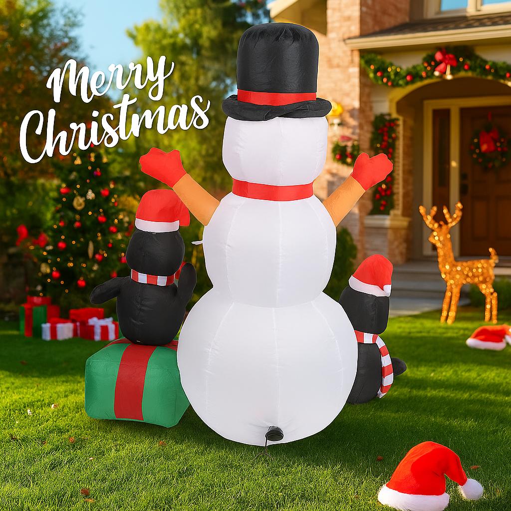 5.91FT Inflatable Snowman Penguins Toys Xmas Yard Lawn Home Party Decorations With LED Lights Christmas Supplies Ornaments Gifts