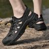 Fashion Handmade Thick Soled Toe Box Breathable Sandals Lightweight Men's Beach Casual Sandals Hollow Out Leather Outdoor Camping Shoes