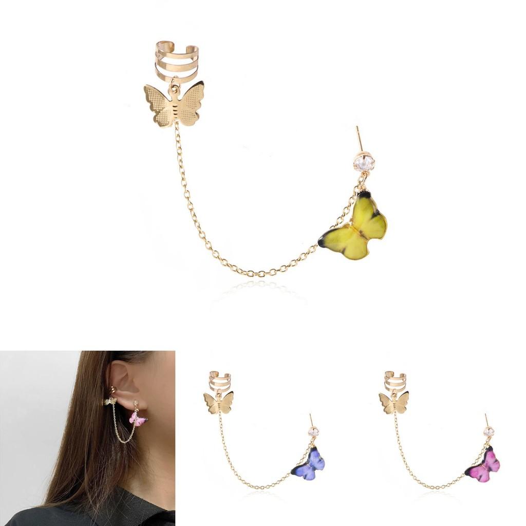 Modern European Trend Butterfly Chain Earrings Unique Minimalist Style