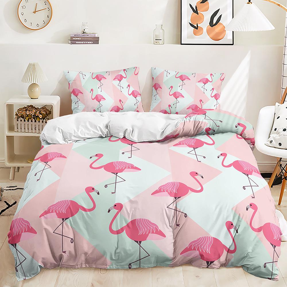 Bed Three-Piece Set Flamingo Series Quilt Cover Digital Printing Kit Two-Piece Set