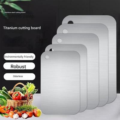 Stainless Steel Titanium Cutting Board Double-Sided Food Grade Chopping Board Portable Camping Kitchen Cutting Board for Meat