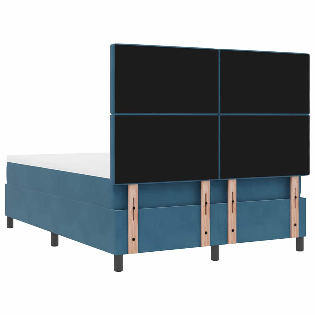 Box Spring Bed with Mattress Dark Blue 160 X 200 Cm Velvet