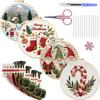 4pcs Embroidery Starter Kit with Embroidery Hoop Needles Threads Instruction Cross Stitch Set with Christmas Patterns for Adults