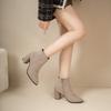Suede short boots women's autumn and winter new pointed thick heel Martin boots side zipper women's high heel fashion boots