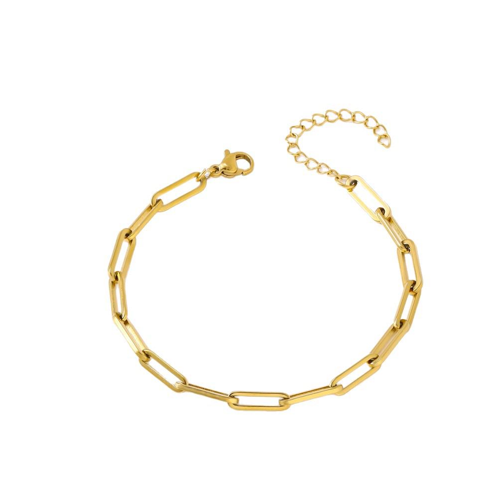 European-American Retro Punk Titanium Steel Paperclip Chain Bracelet Necklace Set for Women