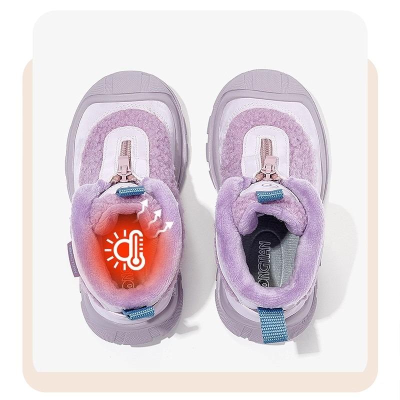 Girls snow boots, new winter children's shoes piled thickened cotton shoes women's treasure snow cotton waterproof and non-slip