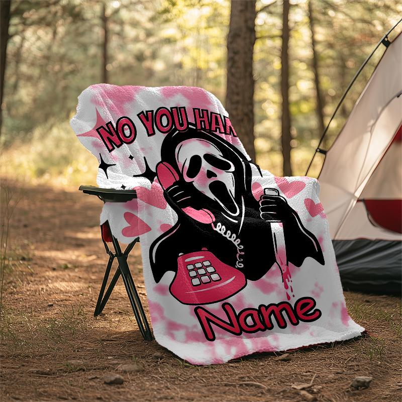 Personalized Custom Name Blanket - Ghostface Print Design,Blanket for Sofa,Bed,Travel,Camping - Soft and Warm, Great Gift