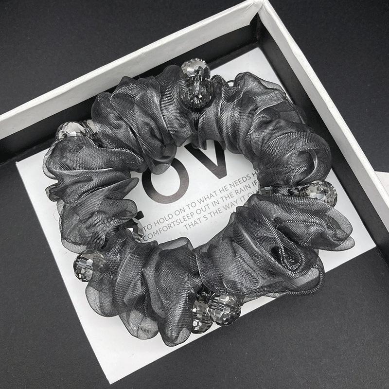 Spring/Summer 2025 Handmade Beaded Organza Scrunchie - Elegant Hair Tie for Women