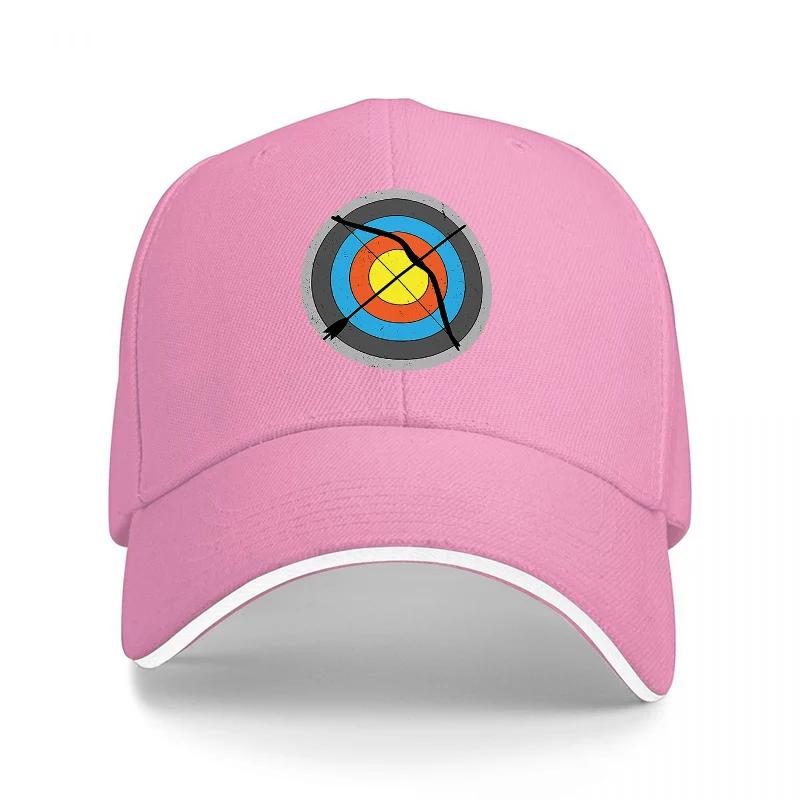 Bogenschießen Ziel Design Baseballkappe Schwarz Verstellbare Mütze mit buntem Zielscheibenmuster Sportlicher Stil für Outdoor-Enthusiasten