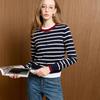 Sancai Women's 2025 Autumn Striped Knit Sweater