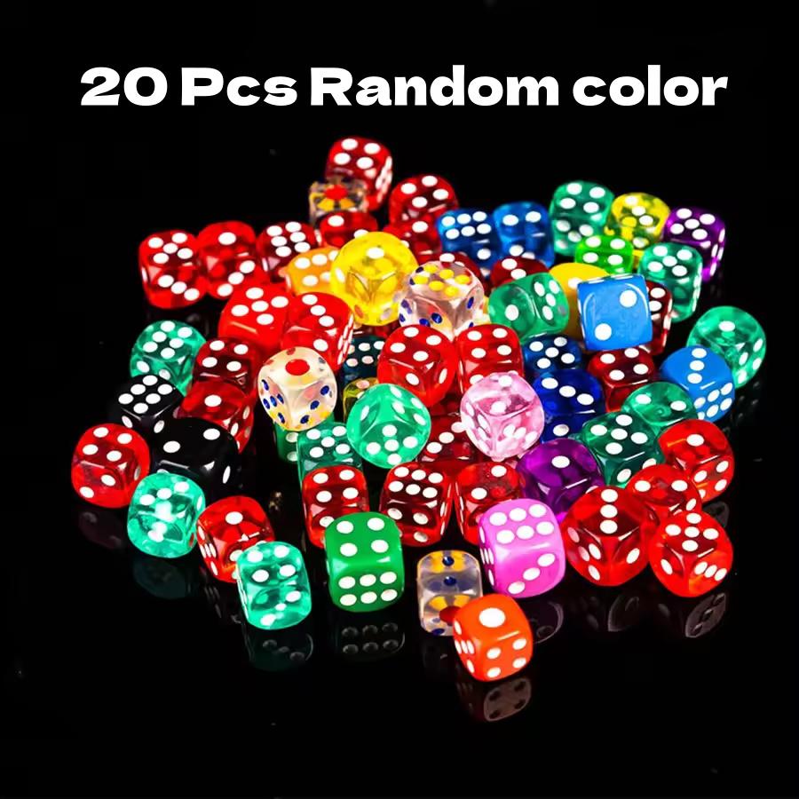 12/20/30/40/50Pcs 14Mm Acrylic Colored Transparent Dice Game Bulk Dices 6 Sided Dice For Classroom Teaching Board Game Playing