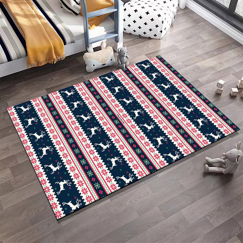 Festive Reindeer Pattern Rug Non-slip rug suitable for living room and bedroom sofas