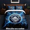 Manchester City Design Bett Bettwäsche Set 1 Bettbezug + 2 Kissenbezüge Weich Atmungsaktiv Haushalt Bettwäsche