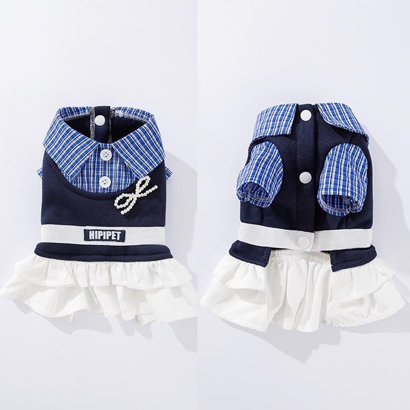 Pet clothes college pleated skirt teddy bear small medium dog couple clothes autumn and winter dog clothes