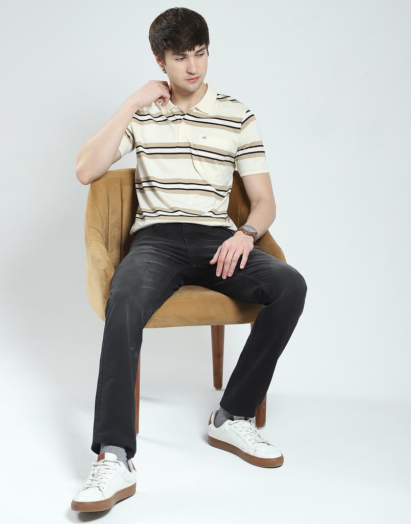 Monte Carlo Men's Regular Fit Striped Half Sleeve Polo T-Shirt