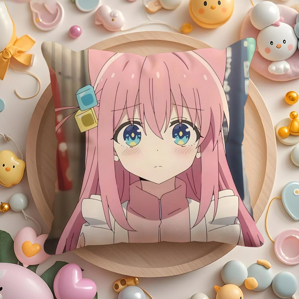 Anime B-Bocchi the Rock Cushion Cover Home & Car Multi-Scene Pillow Cover - Reversible, Soft & Durable for Daily Use
