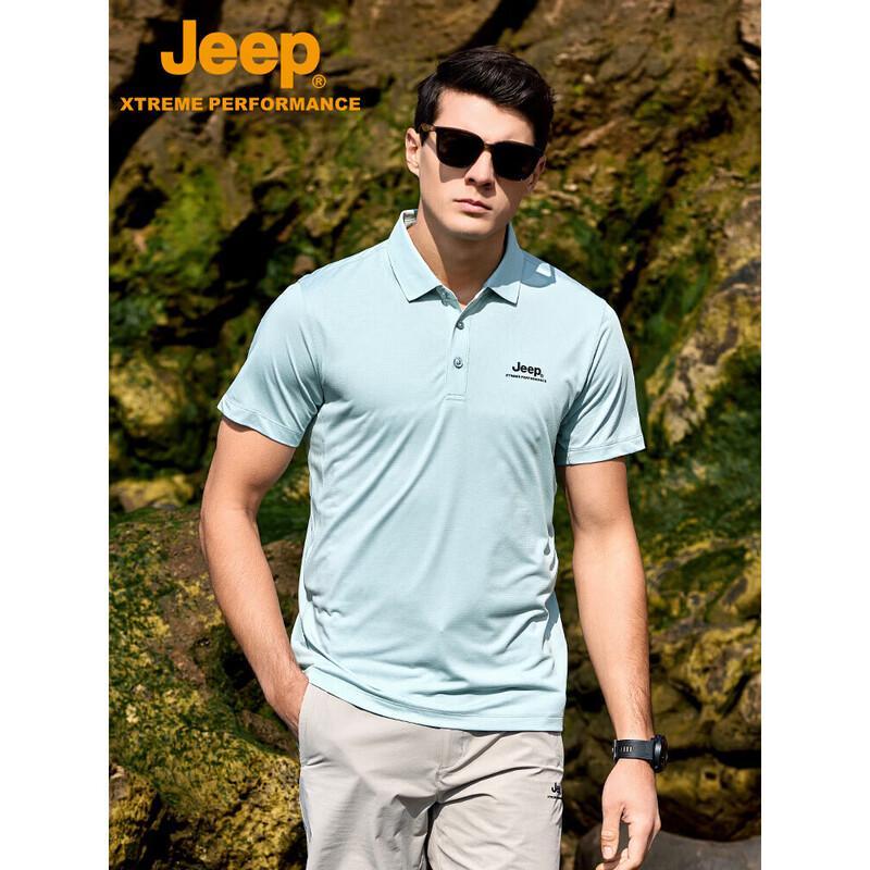 

Jeep Men s Breathable Thin Short Sleeve Polo Shirt M