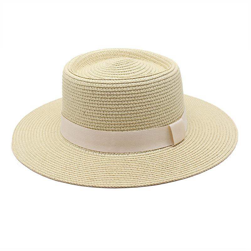 20 Color Summer Beach Sun Hats For Women Man Foldable Round Flat Top Big Brim Straw Hat Solid Color Outdoor Holiday Visor Caps