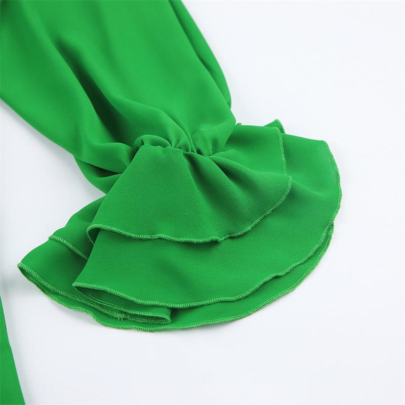 Blusas Mujer De Moda 2022 Summer rufflesTop Female Women Shirts Women's Green Shirt Blouses Tops Long Sleeve Chic Woman Blouse
